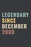legendary since december 2000: happy 20th birthday notebook gift for boys, girls, men, women, and everyone - 20 years old blank lined notebook / ... birthday present gift ( better than a card )