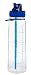 Drinkable Time 30 Oz Hydration Fitness Workout Sports Water Bottle Time Tracking Goal Marked Measurements and Encouraging Words With Straw BPA Free Plastic Insulated Ice Cubes Leak Spill Proof (Blue)