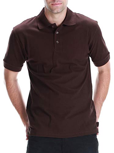 Men's Polo Shirt - Short Sleeve Regular Fit Classic Pique Solid Casual 3 Button Collared Top