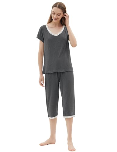 Image of Joyaria Cooling Pajamas Bamboo Viscose Lightweight PJs Set Women Wicking Sleepwear for Night Sweat S-XXL