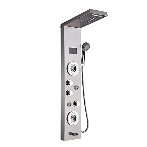 Shower Panel Tower System con Pantalla Digital y LED, Funciones Múltiples, Acero Inoxidable Acabado Brushed Nickel miniatura 1