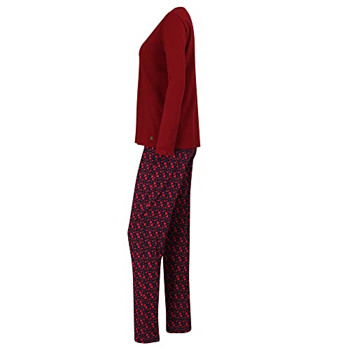 TOM-TAILOR-Damen-Pyjama-Rundhals-offen-Rot-Dunkel-Allover