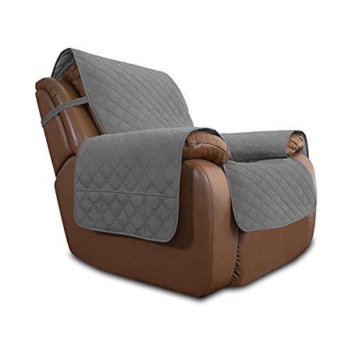 Image of Easy-Going Sofa Slipcover Waterproof Oversized Recliner Chair Cover Non-Slip Fabric Couch Cover for Living Room Washable Furniture Protector for Pets Kids Children Dog Cat (Oversized Recliner, Grey)