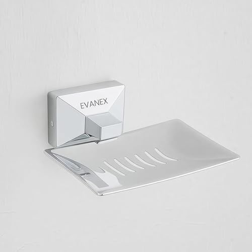 Image of EVANEX Soap Dish for Bathroom | 304 Grade Stainless Steel Soap Dish Tray | Wall Mounted Soap Holder with Drainage Slots | Corrosion Free Modern Design (Vento)