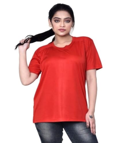 Image of Roy's Casual Regular Fit Cotton Round Neck Half Sleeve T-Shirt for Women I Comfortable & Breathable Women Tops in Solid Pattern Multicolor, Size - S to XXL
