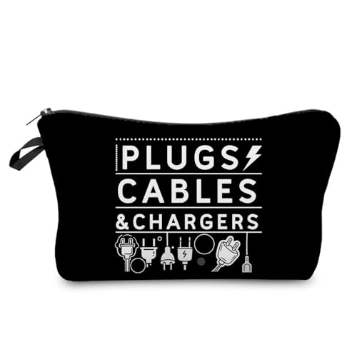 PLUGS CABLES & CHARGERS Makeup Bag Cute Small Organizer Zipper Pouch Cable Storage Cosmetic Bag Birthday Present for Women Friends