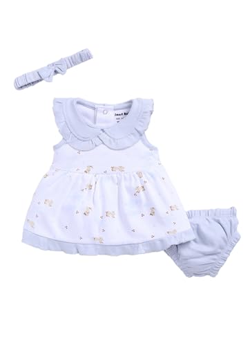 Image of Smart Baby Cotton Frock Set for Baby Girl - Stylish Soft Dress Rabbit Print & Frill Collar | Pack of 1