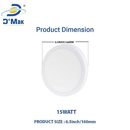 Image of D'Mak 15 Watt Round LED Surface Panel Light Warm White (Pack of 2)