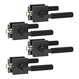 FILTA 4 Pack Matte Black Privacy Door Handles, Knurled Door Levers Interior Matte Black Door Lever Bathroom Door Knobs Heavy Duty Square Door Lock