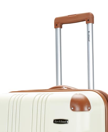 Image of Rockland London Hardside Expandable Spinner Wheel Luggage, White, Checked-Large 28-Inch