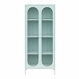 Luna Tall 2 Door Accent Cabinet with Fluted Glass, Sky Blue