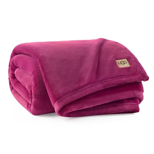 UGG Coco Throw Blanket for Couch, 50" x 70", Dark Pink (Strawberry)