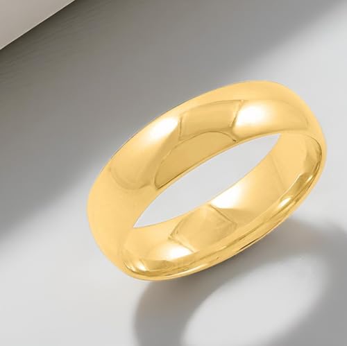 Men's 14K Yellow or 14K White Gold 6mm Comfort Fit Solid Plain Classic Wedding Band (Available Ring Sizes 7-14)3