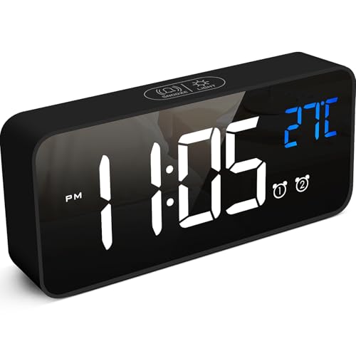 Véfaîî 【Amélioré】 Réveil Numérique 2.0, Horloge Numérique LED Horloge Digitale Réveil Aver Température, Luminosité Réglable, Snooze, Commande...