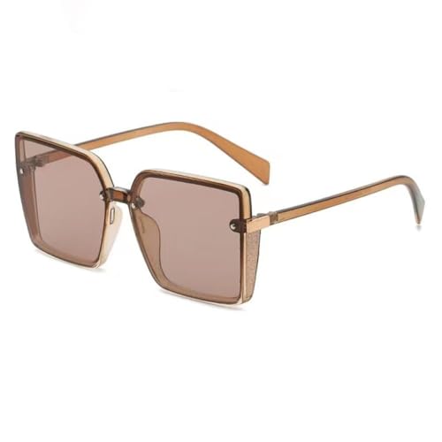 Lunettes de soleil carrées sans monture pour femme grand modèle mode 2025 chic