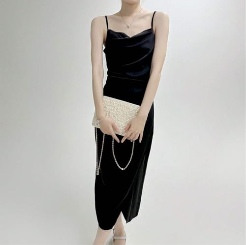 Image of Geiomoo Pearl Purses with Chain, Luxury Glitter Crossbody Beaded Evening Shoulder Bag Sparkly Handbags for Women