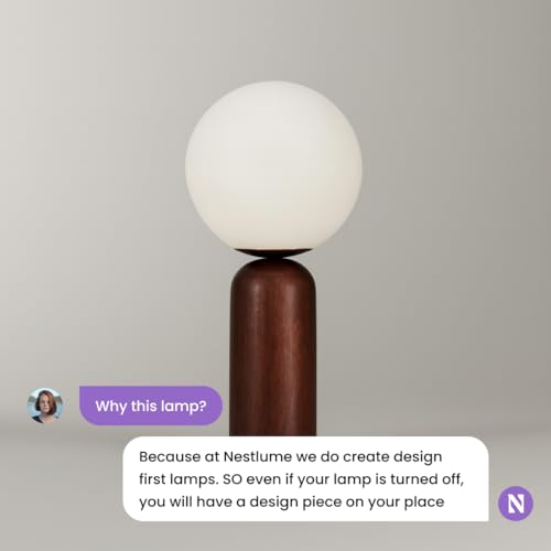 Image of Table Lamp for Bedroom | Wooden Bedside Night Lamp with Linen Shade | Modern Aesthetic Living Room Table Lamp | Warm Light Decor Lamp Full Moon