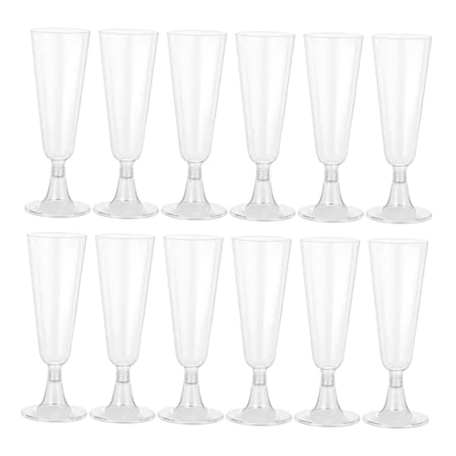 SUPVOX 24個 使い捨てプラスチックシャンパンフルート 透明 軽量割れにくい な素材 パーティー用高脚ワイングラス 結婚式や宴会に