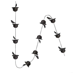 Vogels Regenketting 2,4 m hangende kettingen, outdoor ijzeren regenvangerketting met hanger, vogelbaden regenvangers outdoor decoratieve ketting voor goten