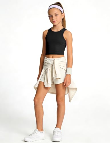 Image of HASMES Girls Athletic Tank Tops Sleeveless Basic Dance Crop Tops for Kids