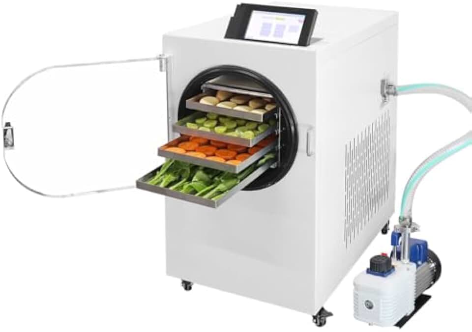 Commercial Freeze Dryer Machine, Low Temperature Vacuum Drying with Rotary Pump, Ideal for Preserving Food, Vegetables, Fruits, and Meat