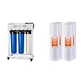 iSpring CRO1000 4-Stage Tankless Commercial Reverse Osmosis Water Filtration System & FP25BX4 High Capacity 20” x 4.5” Water Replacement Cartridge Fine Sediment Filter, 4 pieces / 5 microns