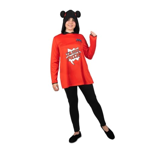 My Other Me - Disfraz Pucca Mujer, talla S. Incluye camiseta de manga larga roja con capucha negra con moñitos y pantalón largo negro. Ideal para carnaval.
