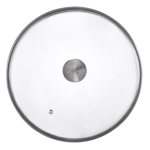 Image of 11.5-Inch Glass Lid for Victoria Round 12-Inch Cast Iron Skillet or Pan, Custom Made for Only Victoria Brand, Internal Diameter 11.5-Inch, External Diameter 12 Inch