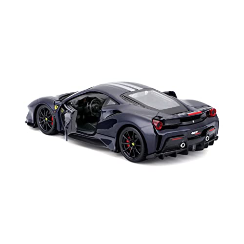 Bburago Ferrari 488 Pista (2018): Modellauto im Maßstab 1:24, Ferrari Race & Play Serie, Türen beweglich, blau (18-26026B)