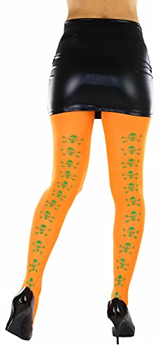 Image of ToBeInStyle Women's Skull Crossbones Skeleton Pirate Symbol Hosiery Tights & Thigh High Stockings