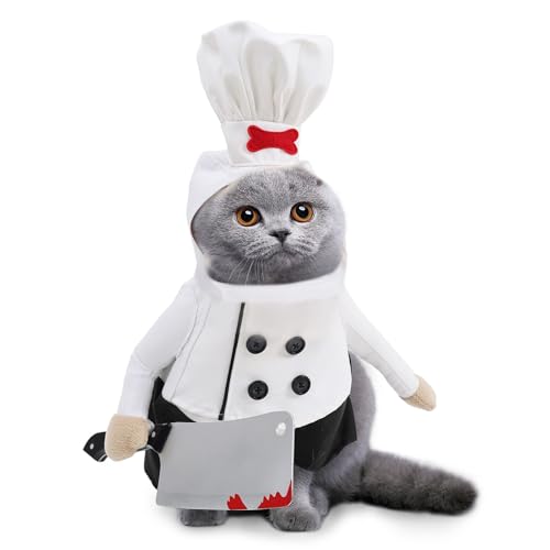 Disfraz de gato para Halloween de chef con accesorios ajustables 2