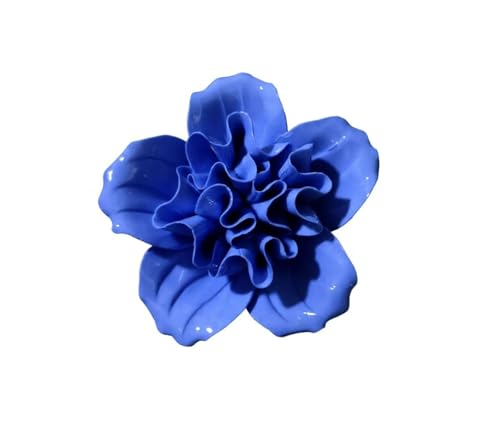 Image of Ceramic Flower Wall Art Decor, Artificial Flower Wall Sculpture,Handmade Ceramic Flowers for Home,Hallway,Living Room, Kitchen,Bathroom (Royal Blue,Azalea, 2.76 inch)