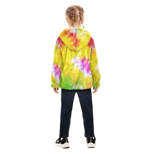 OTVEE Tie Dye Rainbow Colored Kids Hoodie Jacket Fall Spring Full Zip Warm Outwear Coat4