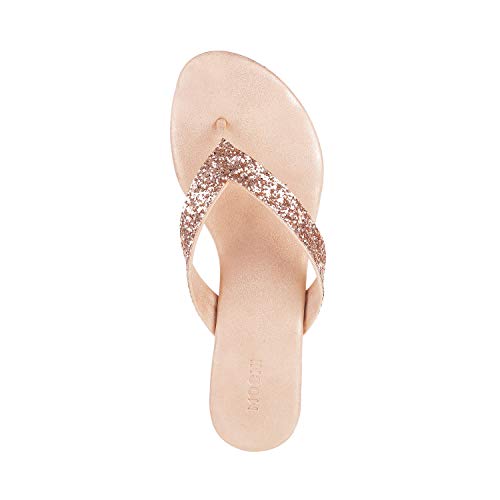 Image of Mochi Women's Faux Leather Glittery Thong Strap Fashion Sandals