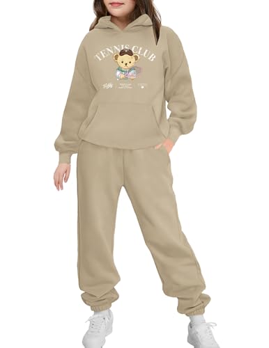 Image of Arshinet Girls 2 Piece Outfits Hoodie Sweatsuit Sets Oversized Sweatshirt and Baggy Fall Fashion Sweatpant with Pockets