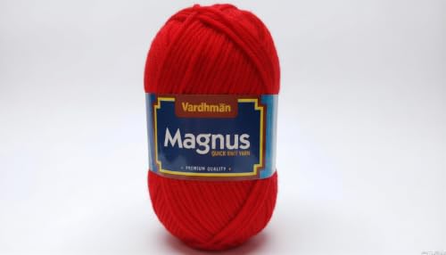 Image of Vardhman Magnus Knitting Yarn 100% Acrylic Bulky 4Ply Yarn (Pack of 1 Ball - 100g) - Knitting & Crochet Yarn for Winter Sweaters, Scarves, Blankets | Hypoallergenic, Hand Wash - Bright Red
