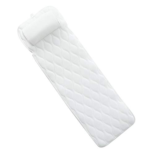 Full Body Bath Pillow, Bath Pillows for tub with Mesh Washing Bag & 16 Non-Slip Suction Cups, Spa Bathtub Pillow for Head Neck Shoulder and Back Support - 3D Air Mesh & Quick Drying?Off-White?