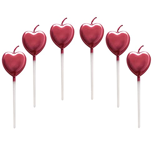 Bougie d'anniversaire en Forme Coeur,6 Pcs Bougies Deco de Gâteau pour Enfants et Adultes,Accessoires de Décoration de Gâteau pour Fête D'anniversaire et...