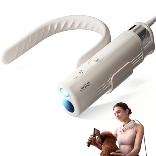 JirPet Pet Neck Dryer Professional Low Noise Dog Dryer for Pet Grooming 14 800FPM Portable High Velocity Pet Dryer Hands-Free Dog Blow Dryer with Neck Hanging Dog Hair Dryer with 3 Speeds & 4 Temp