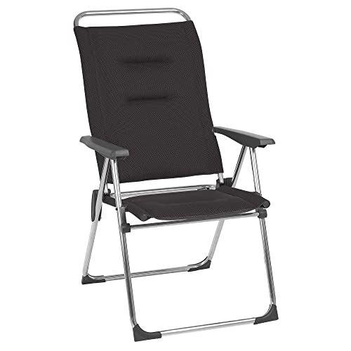 Lafuma Alu Cham Air Comfort Padded Adjustable Folding Outdoor Camping Mesh Sling Armchair Seat with High Ergonomic Backrest Acier Black