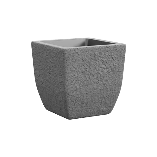 Tecnokit Tera Pflanzgefäß aus Kunstharz, quadratisch, Lithos, 40 cm, automatisches Bewässerungssystem, integrierter Wassertank, geeignet für Innen- und Außenbereich, 40 x 40 x 40 x 40 cm