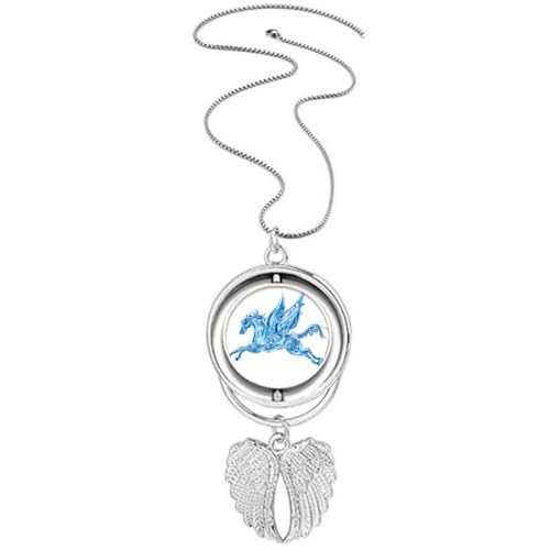 Collier aile de cheval bleue avec pendentif ailes d'ange pour femme