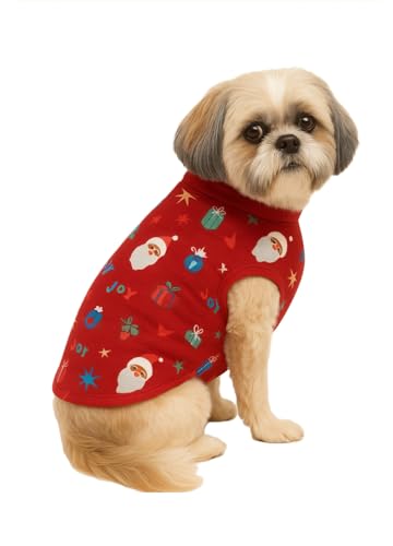 Image of The Pets Company Dog Winter Coat Jacket, Clothes, Windproof, Light Weight, Washable, Ultra Warm Thick Fleece Lined Dog Vest for Cold Weather Protection, (Christmas Cherry, Small - 14 Inch)