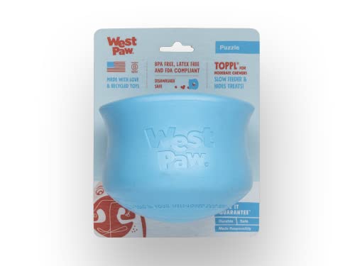 West-Paw-Zogoflex-Toppl-Treat-Dispensing-Dog-Toy-Puzzle--Interactive-Chew-Toys-for-Dogs--Dog-Toy-for-Moderate-Chewers-Fetch-Catch--Holds-Kibble-Treats-X-Large-Aqua-Blue Interactive Dog Toy for Moderate Chewers