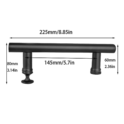 Cokritsm 145mm Hole Centres Shower Door Handle Black Stainless Steel - Image 2
