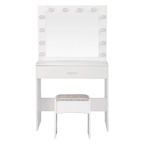 image for MINIKID Vanity Set Makeup Dressing Table with Mirror, Vanity Desk with