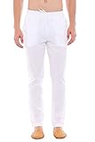 In-Sattva Men's Indian Pure Cotton Solid Straight Cut Pajama Pants; White; SM/MD