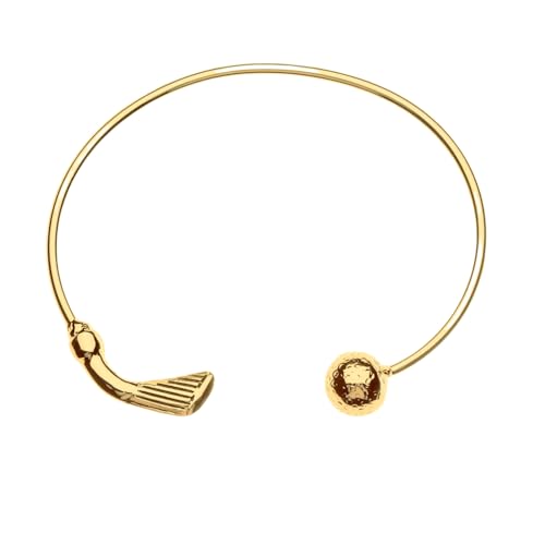 Gold Golf Bangle Bracelet – Minimalist Golf Club & Ball Design in Stainless Steel – Adjustable Sports Jewelry Gift