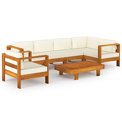 vidaXL 7-teiliges Garten-Lounge-Set mit Kissen 100 x 60 cm Akazienholz