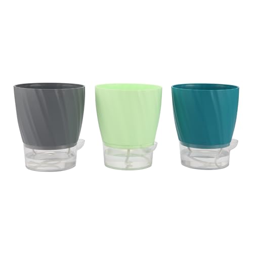 Image of INKULTURE Self Watering Flower Pots for Plants, Home Indoor & Outdoor Planters, Terrace, Garden Etc | Pack of 05 | Multicolor | Plastic | 07 inch X 6.5 inch
